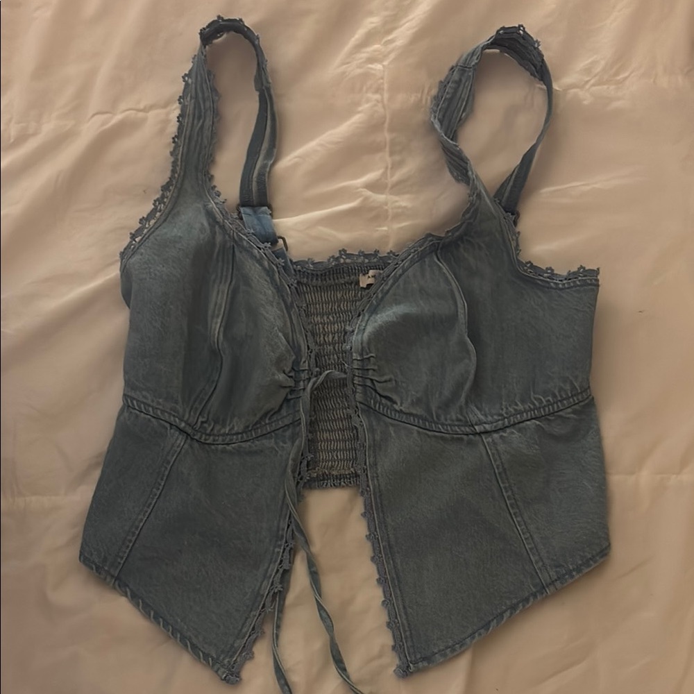 American Eagle Outfitters Blue Bustier Tank Top
